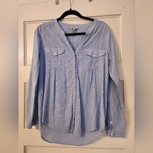Joie Kalanchoe Chambray Blouse, Button up, Blue & White Stripe, Cotton, Sz S EUC